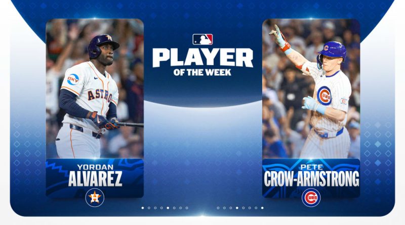 Yordan Álvarez y Pete Crow-Armstrong Jugadores de la Semana MLB